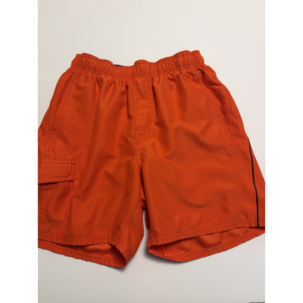 Nike Swim Men’s Orange Cargo Swim Trunks Board Shorts Elastic Waist Size Small
